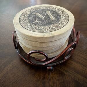 Stone letter “M” Coasters by Thirstystone Inc. - Used, see Description & Pics